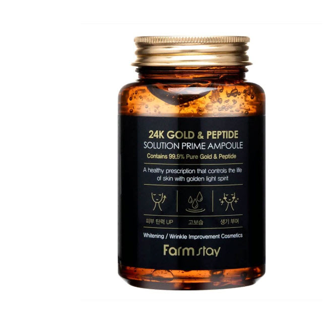 Сыворотка для Лица с Золотом и Пептидами FarmStay 24K Gold and Peptide Solution Prime Ampoule 250ml Оптом