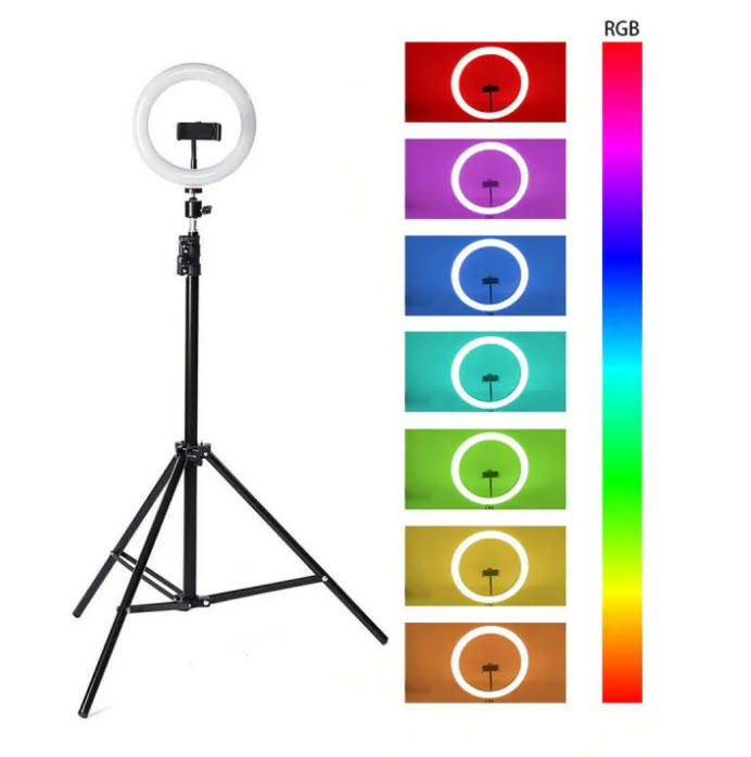 Светодиодная Кольцевая Цветная Лампа RGB LED MJ26 26 см Оптом