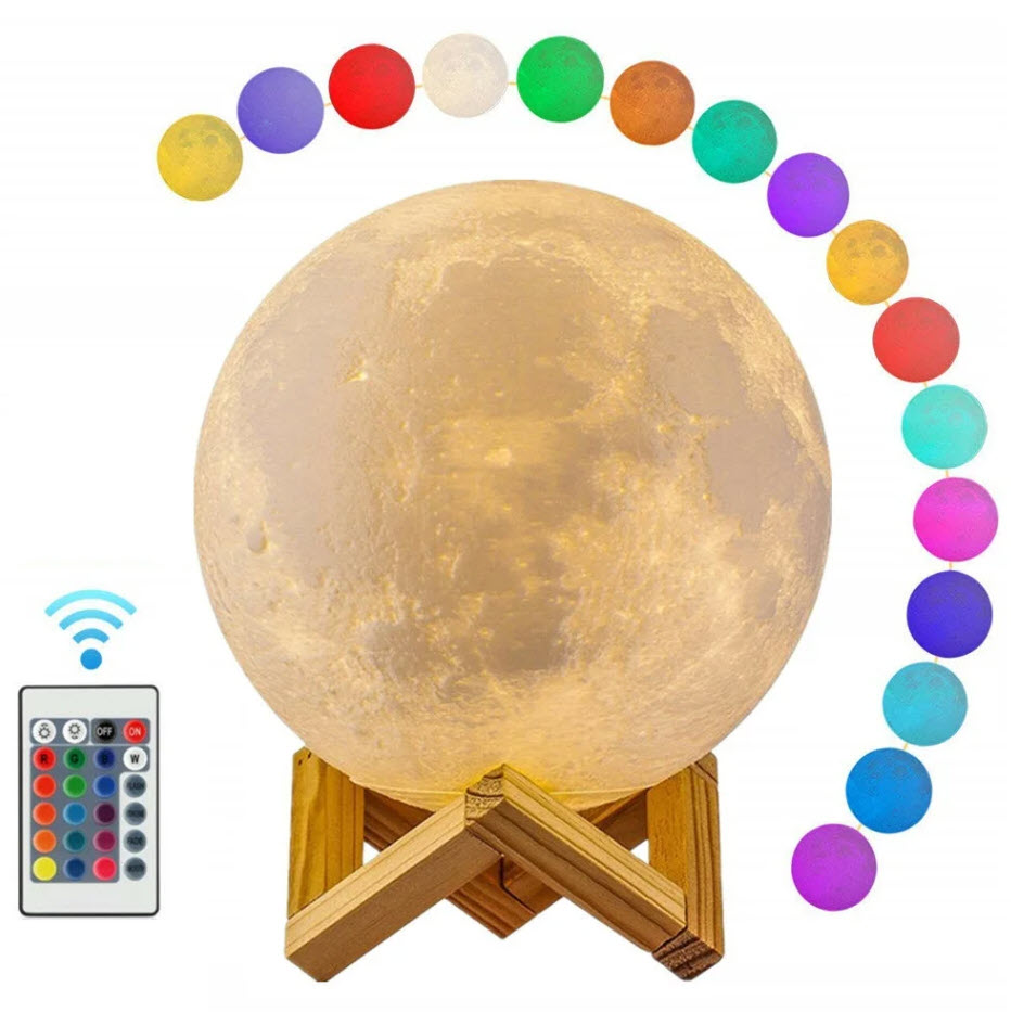 Ночник 3D Шар Луна с Пультом 15см Оптом